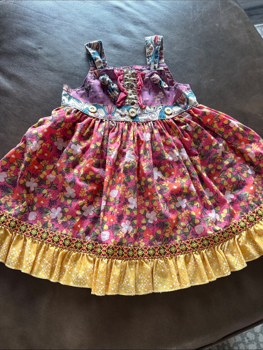 Matilda Jane Pink Floral and Yellow Ruffle Sundress